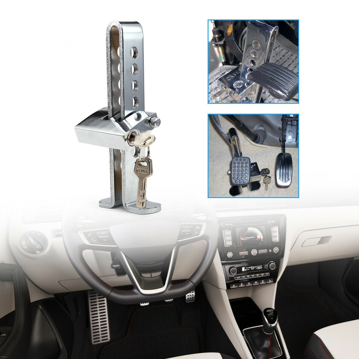 Universal Car Pedal Lock Anti Theft Lock Pedal Lock 8 holes for almost all Cars - Image 2