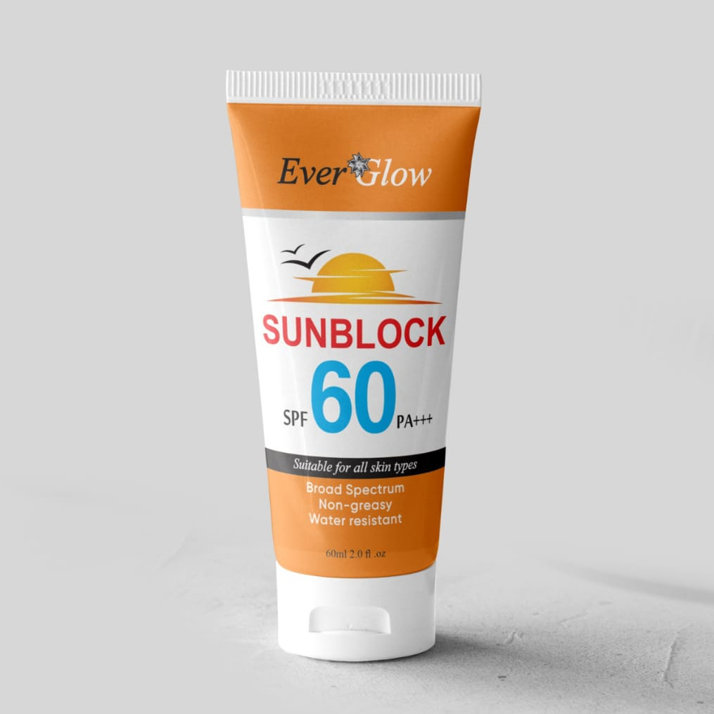 Ever Glow Whitening Sunblock SPF 60 | Brightening & Broad Spectrum Protection | Sunblock