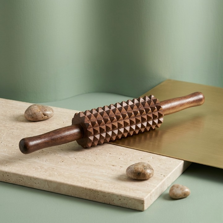 Handcrafted Wooden Thighs and Calves Massager Reflexology & Muscle Roller - Image 2