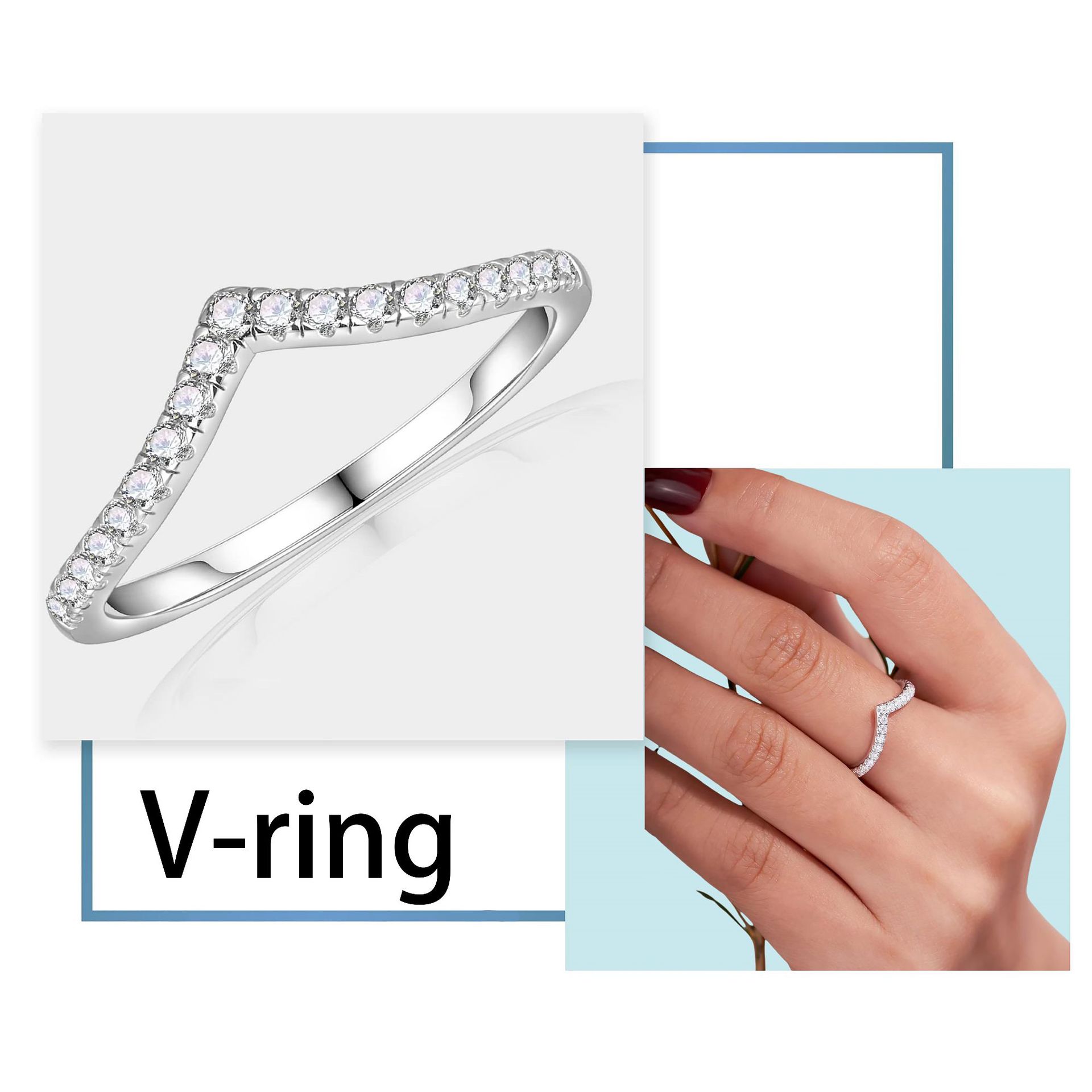 V-Shaped Diamond Ring for Women – Dainty Wishbone Stacking Ring in 14K Gold with Natural Diamonds - Image 3