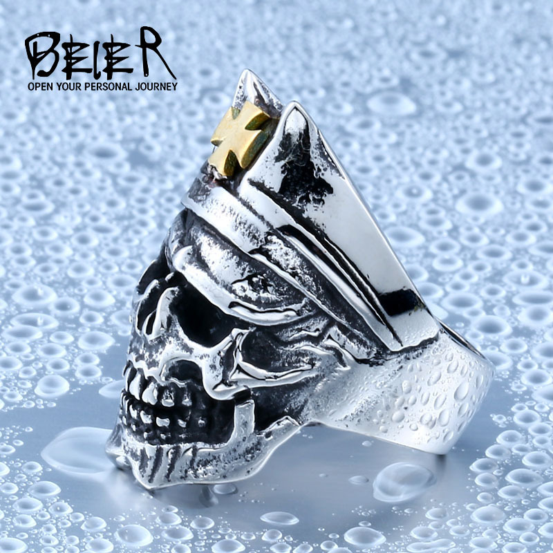 Men's Vintage Gold Cross Skull Ring | Titanium Steel Fashion Ring - Image 2