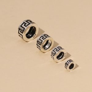 Retro Greek Key Silver Beads for DIY Jewelry