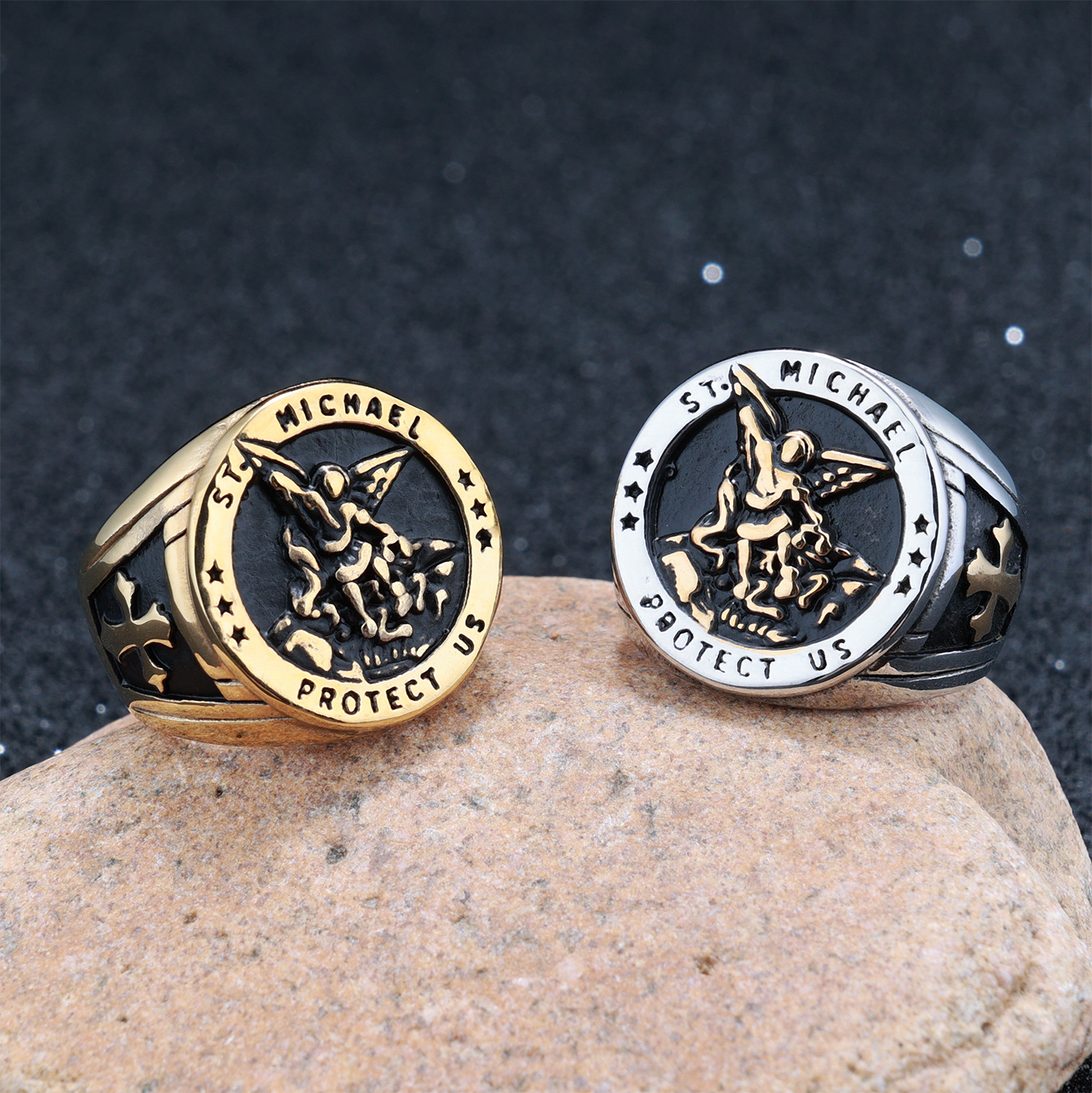Men’s Angel Cross Ring 316L Stainless Steel | Bold Gothic Christian Symbol Fashion Jewelry for Daily Wear, Street Style, Biker Ring for Men - Image 2