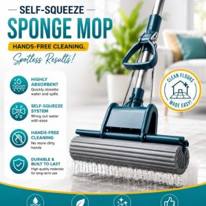 Self-Squeeze Sponge Mop – Hands-Free Floor Cleaning with Highly Absorbent Sponge