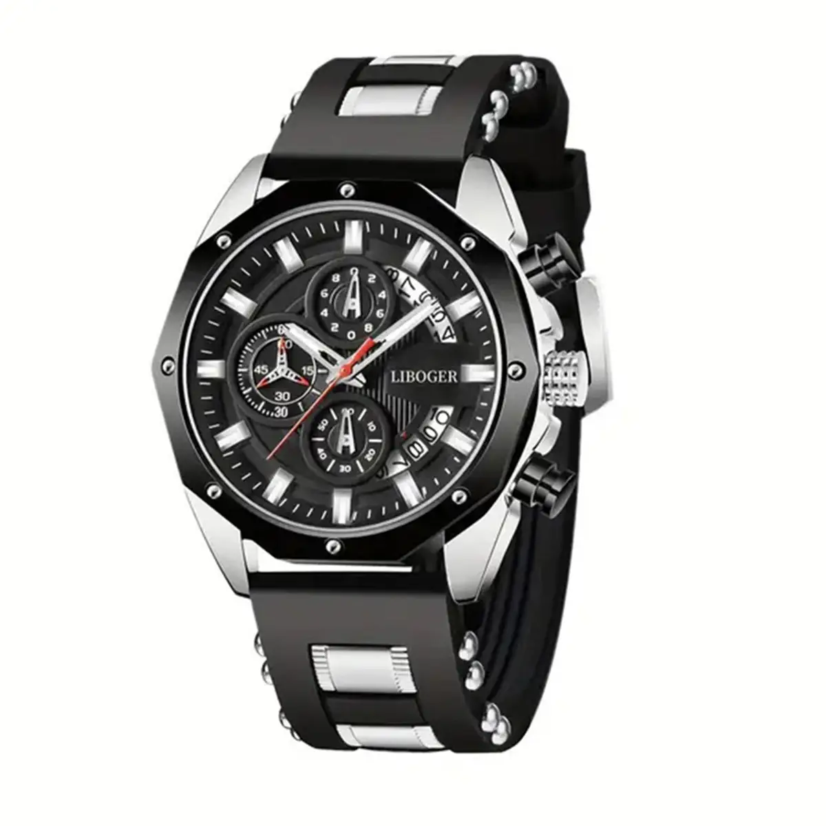 Men's Blue Silicone Cross-Border Watch with Multi-Function Calendar - Image 6
