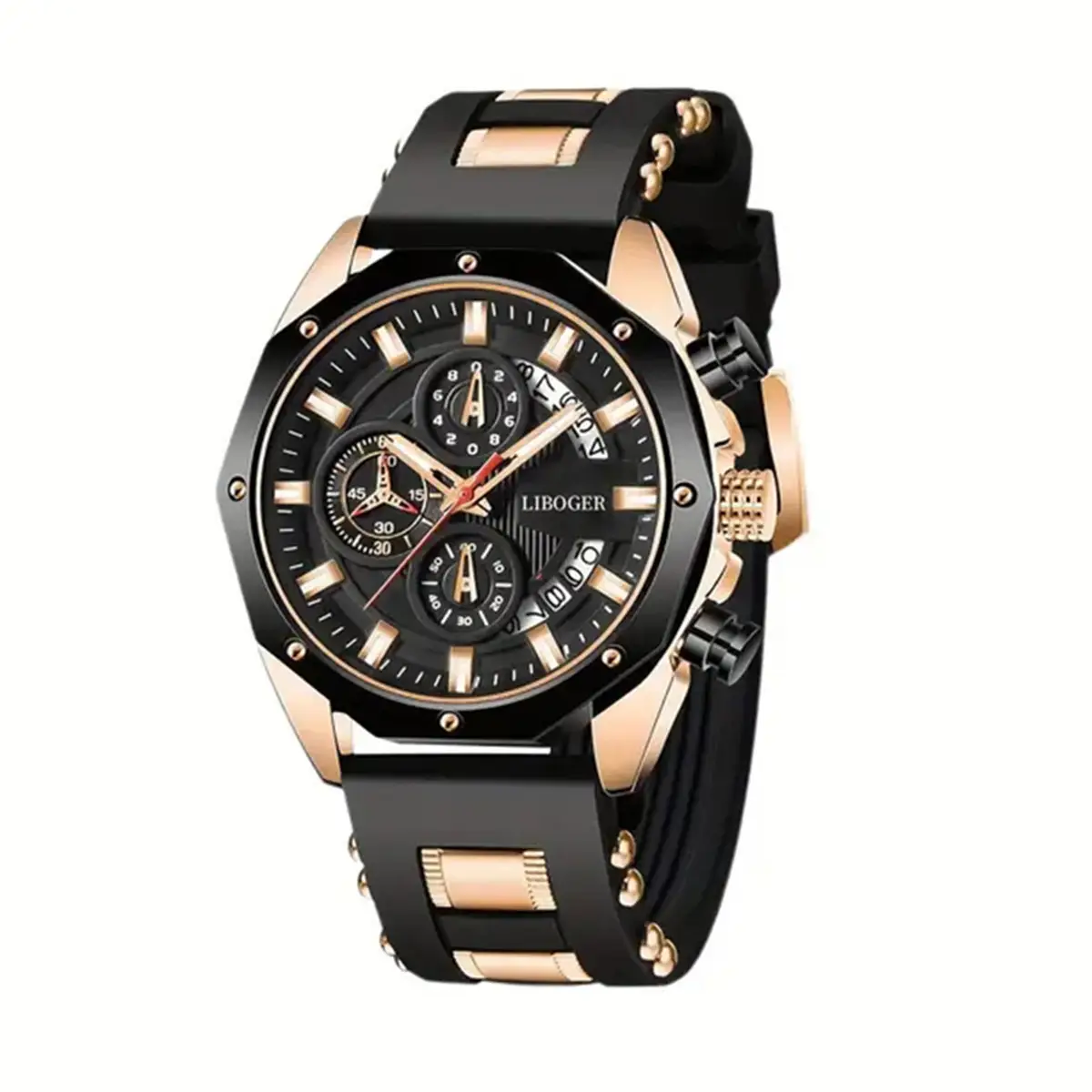 Men's Blue Silicone Cross-Border Watch with Multi-Function Calendar - Image 5