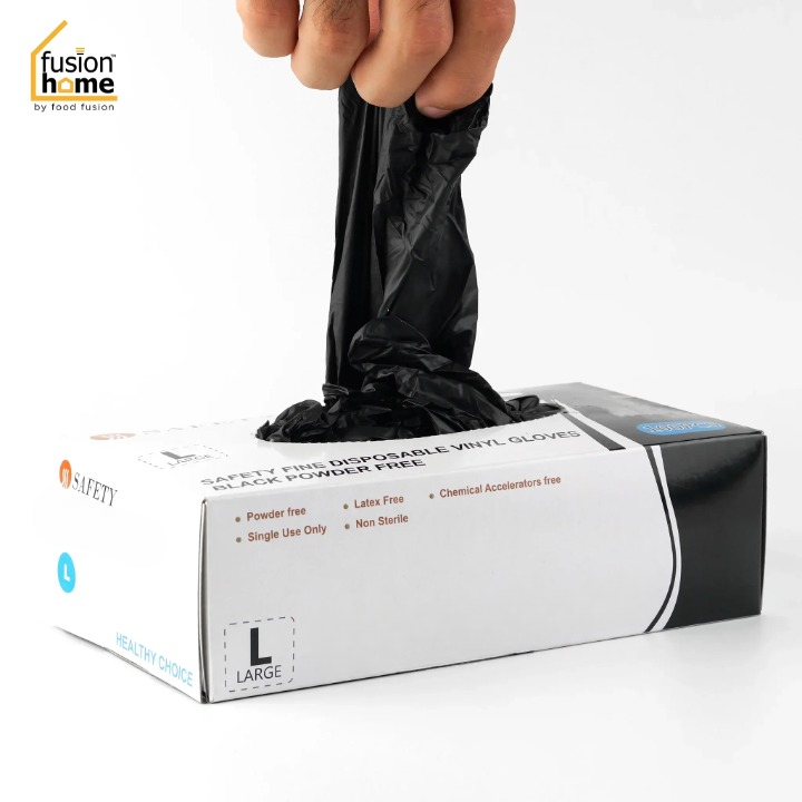 Safety Fine Black Nitrile Gloves  Powder-Free, Disposable  Box of 100 - Image 2