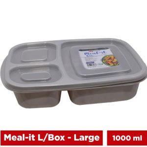 Meal-It 3-Compartment Lunch Box (1000 ml Large)  Leak-Resistant Meal Prep Container for Neatly Separated Food Items