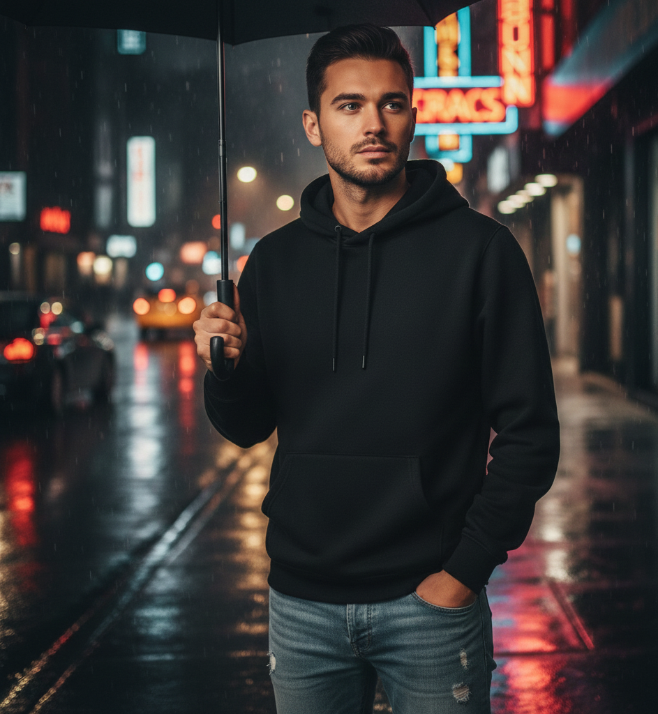 Black Polyester Hoodie Warm, Soft & Stylish