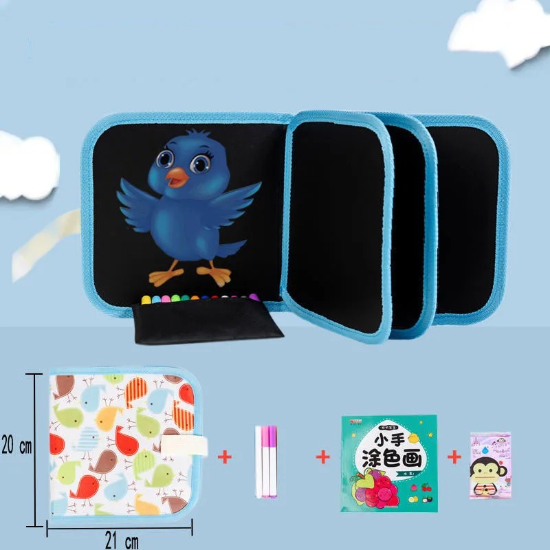 Erasable & Reusable Doodle Magic Blackboard Book with 3 Color Markers Kids Drawing & Learning Activity Book (Random Color) - Image 2