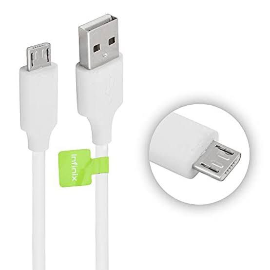 Infinix Copper Fast Charging Micro USB Data Cable Durable White Charging & Sync Cable for Android Devices