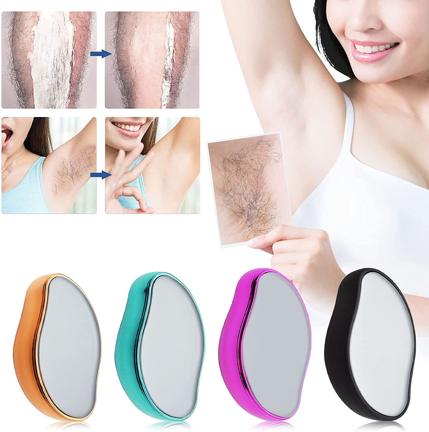 Crystal Hair Eraser - Magic Crystal Hair Remover, Painless Hair Removal With Epilator Mini Hair Remover For Men And Women Leg Arm Back Soft Smooth Silky Skin(Random Color) - Image 2