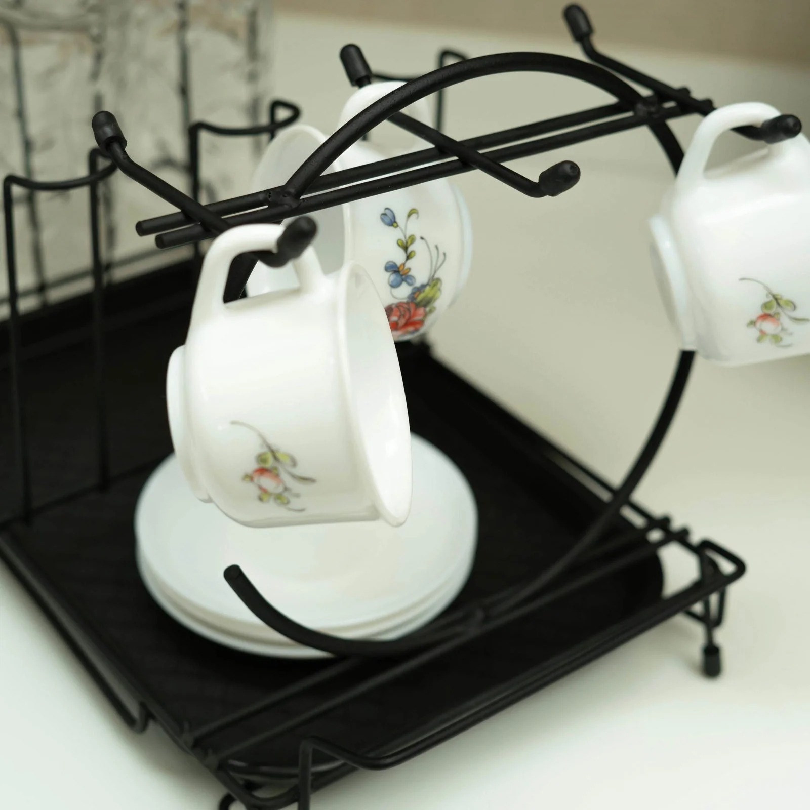 Durable Metal Cup & Glass Stand Rack Space-Saving Countertop Organizer for Mugs, Cups, Plates & Glasses (Kitchen Drying Holder) - Image 2