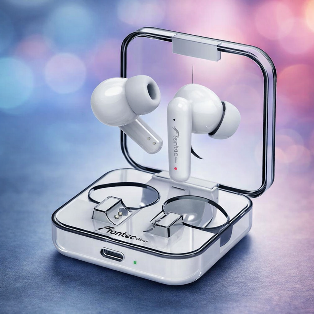 Fontec Glow Wireless Earbuds Bluetooth 5.3 Gaming Earphones with ENC Noise Cancellation & Transparent Charging Case - Image 3