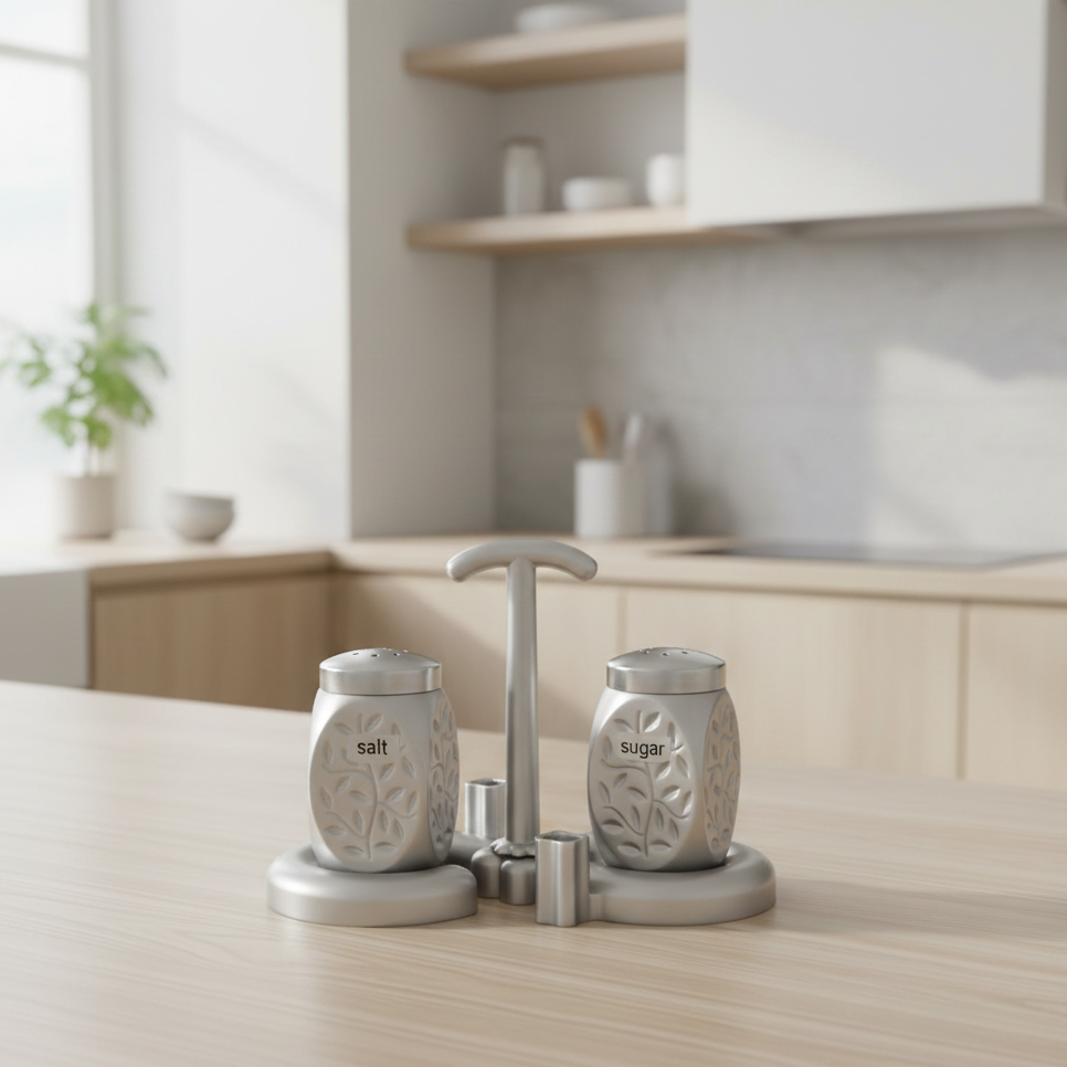 Premium Kitchen Salt and Sugar Pot Set Stylish Aluminium Storage Containers (110 LTR Capacity) ~ Random Color - Image 2