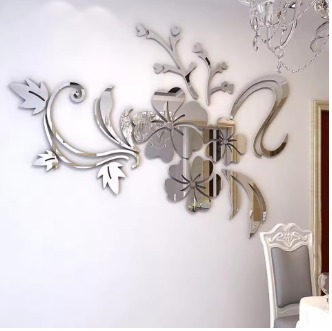 Acrylic Flower Mirror 3D Wall Stickers