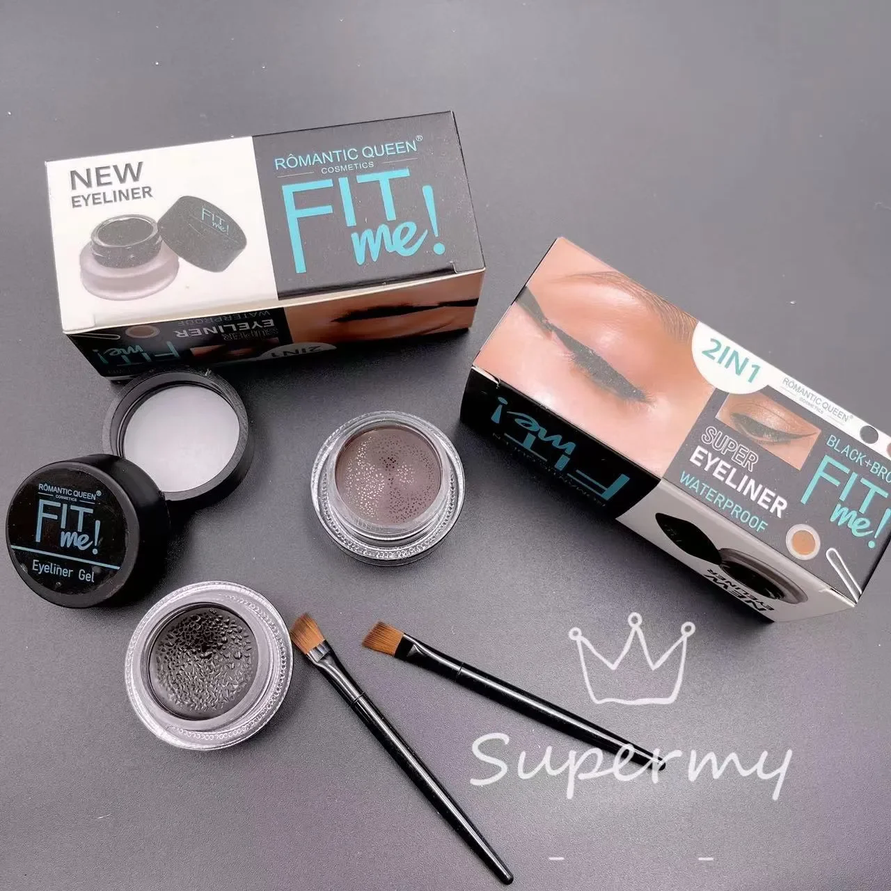 New Fit me 2color Waterproof Eyebrow Gel Eyeliner gel with 2pcs Brush set - Image 2
