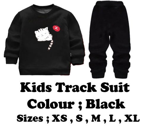 Black Cat Printed Kids Tracksuit - Image 5