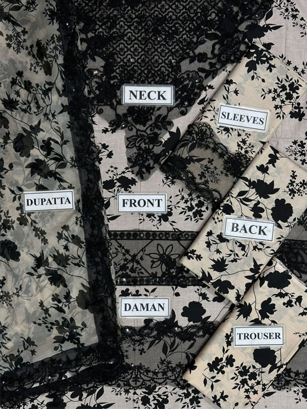 Digital Printed Lawn Dress With Chiffon Printed Dupatta (Unstitched) - Image 4