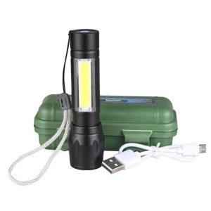Portable LED Flashlight Mini Rechargeable Torch With Side Light & Waterproof Body
