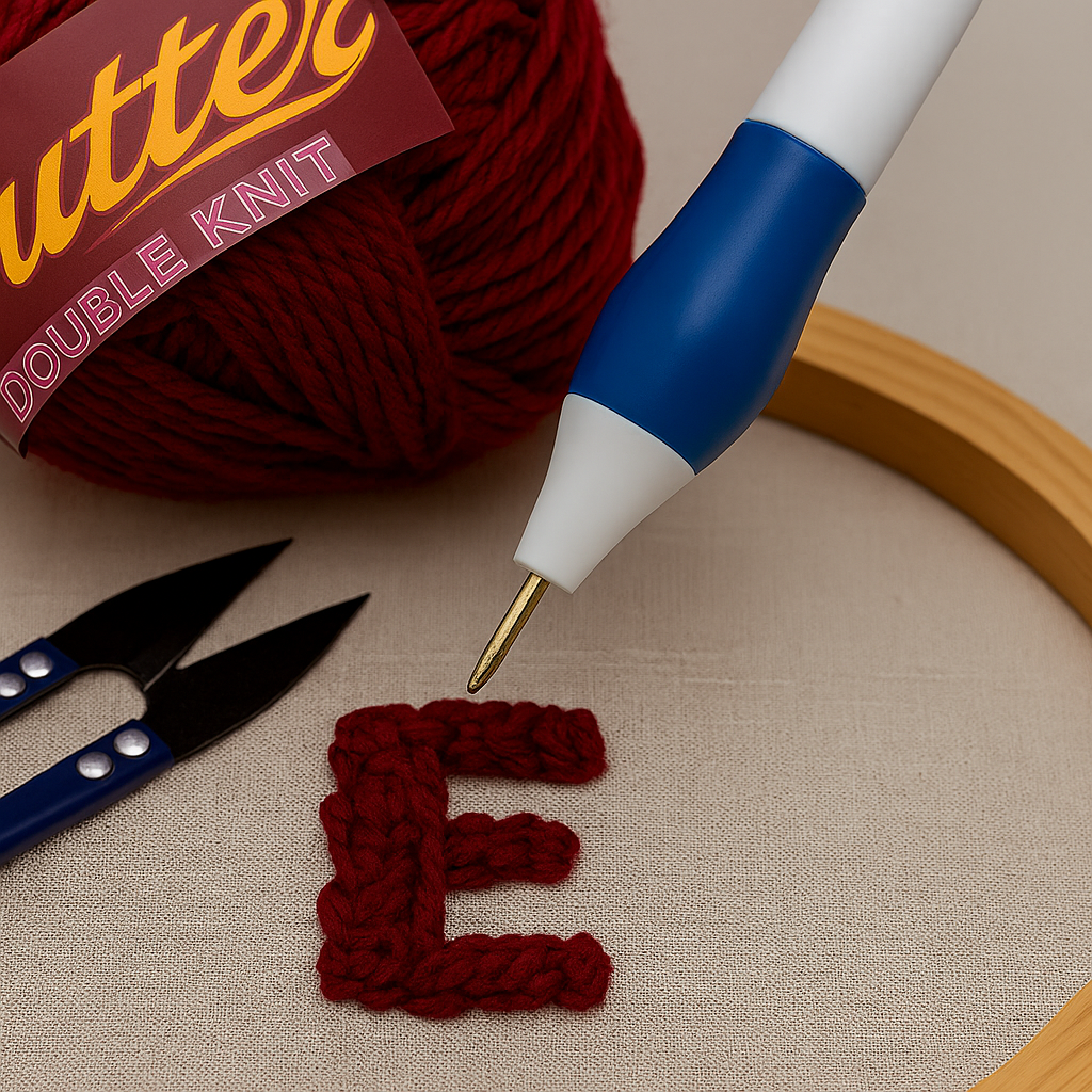 3D Embroidery Punch Needle Kit with 10 Inch Wooden Hoop, Jute Cloth (20x36 inch), Thread, Scissors & Tools Complete Handcraft Embroidery Set (Maroon Yarn) - Image 4