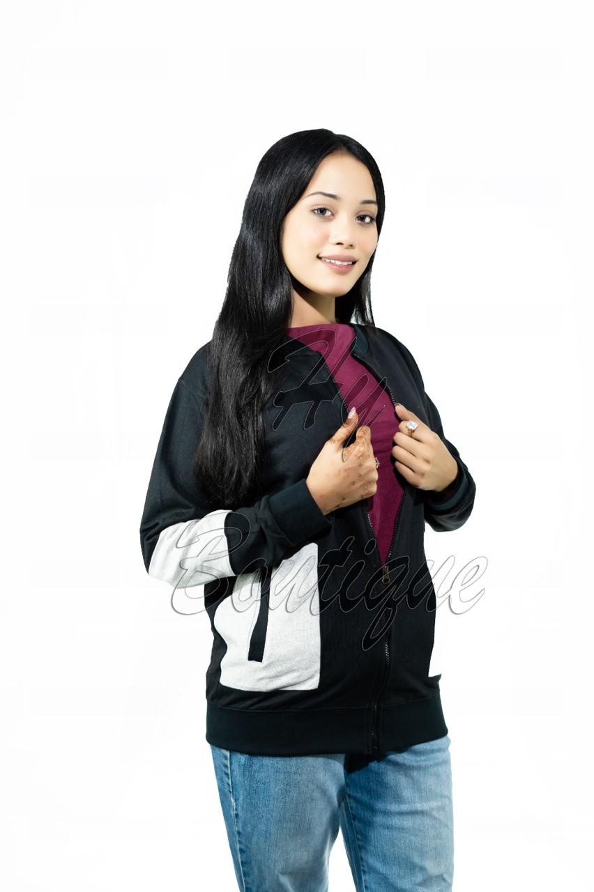 Winter Collection Womens Black & White Printed Jacket | Stylish & Warm Outerwear | Trendy Winter Fashion for Ladies - Image 2