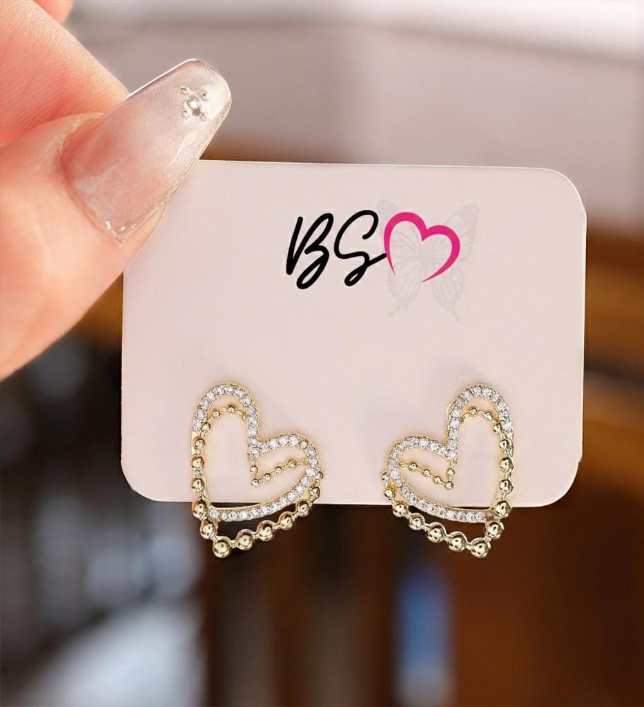 ZJE-164 Heart Shape Double Korean Earrings Elegant Fashion Jewellery, Stylish Accessory for Women - Image 4
