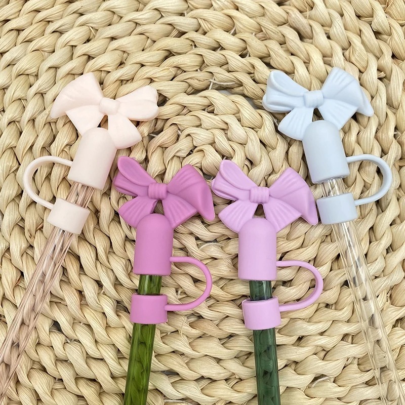 Buy 1 Get 1 Free Silicone Straw Cover Cap for Stanley Cup | 10mm 3D Bow & Animal Straw Topper