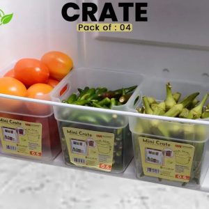 Refrigerator Food Storage Box Set  4 Pcs Mini Crate Organizers (0.6L Each)