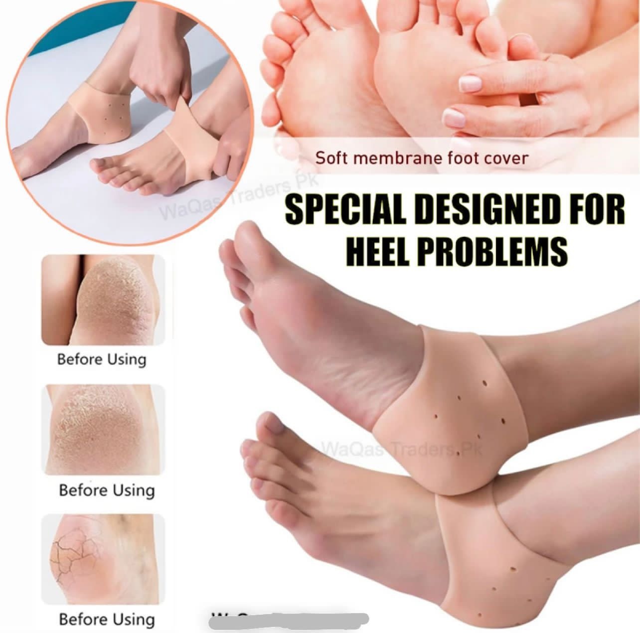 Half Heel Pain Anti-Crack Silicone Set Unisex Anti-Crack Pain Relief - 01 Pair - Image 2