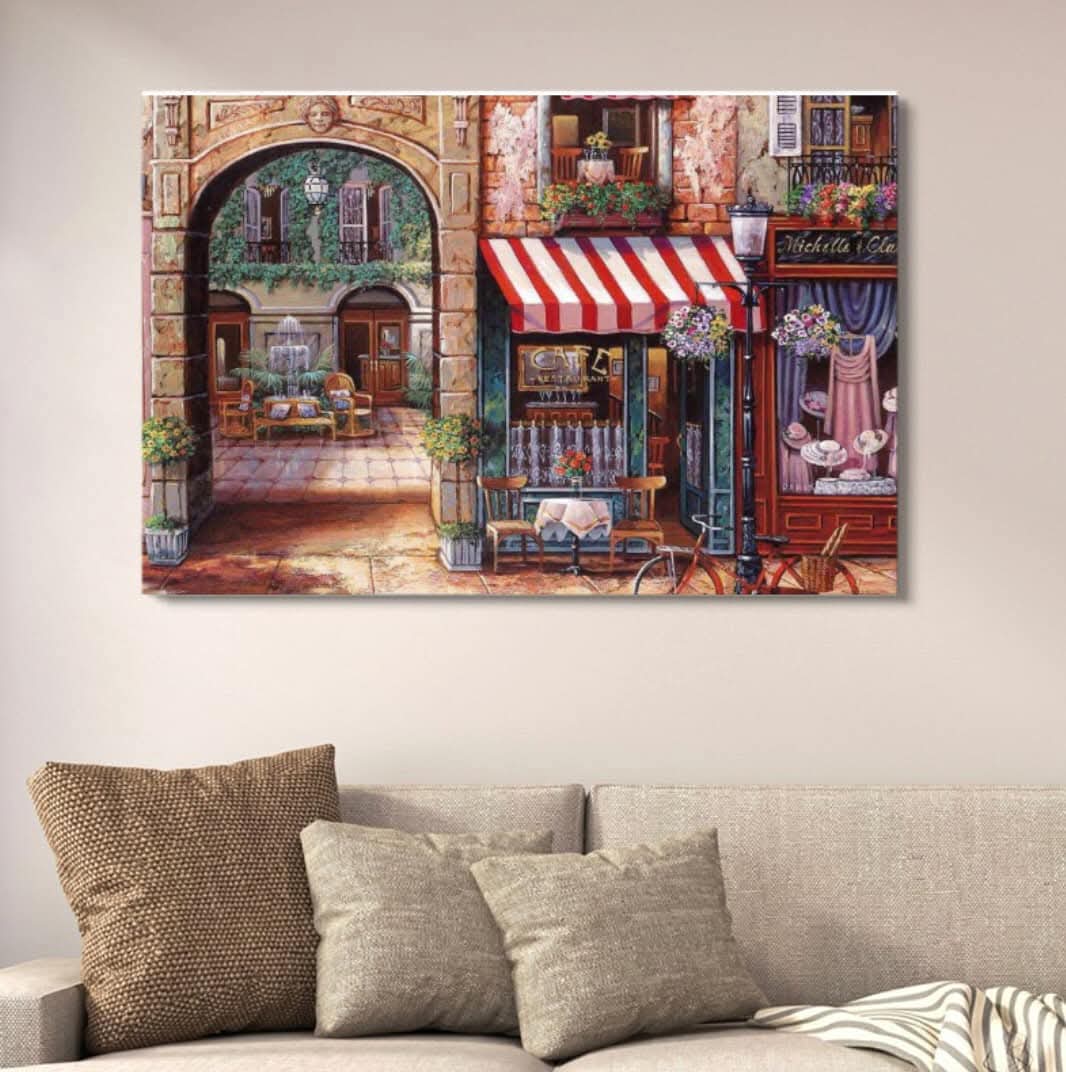 Romantic European Café Wall Art Canvas