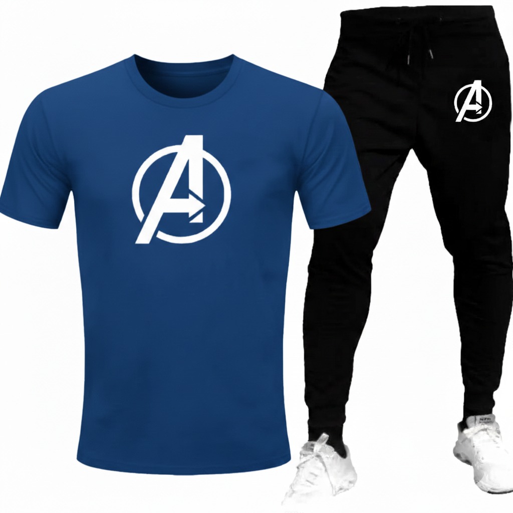 Stylish two Peice A Printed Round Neck Half Sleeves Casual Tracksuit Amazing And Trendy T Shirt And trouser for men and boys Gym Part Shirt And Jogging Track - Image 2
