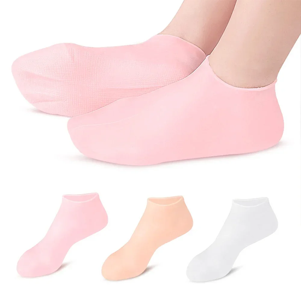 (Combo Pack - Hight Quality) Moisturizing Glove and Socks Set, Silicone Gel Spa Socks For Dry Cracked Skin & Silicone Jelly Socks Gel Moisturizing Socks Foot Care Protector - Image 2