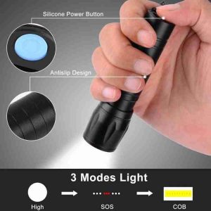 Portable LED Flashlight  Mini Rechargeable Torch with Side Light | Plastic Body