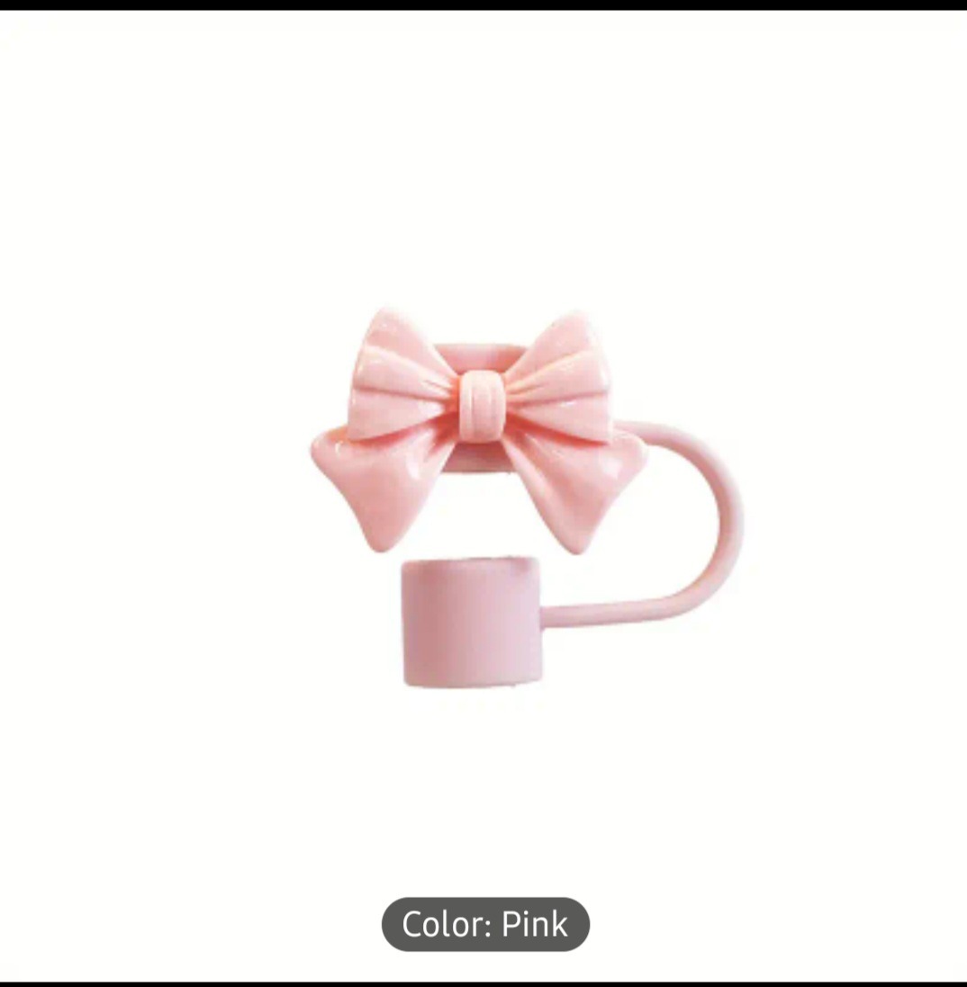 1PC Cute Bow Straw Cap Cover for 10mm Straws Fits Stanley Tumbler Cups, Dustproof & Leak-Resistant (Random Color) - Image 3