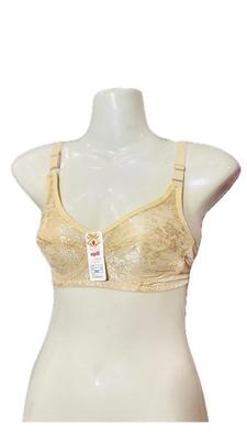 Beige Cotton Non-Padded Bra with Floral Print - Image 4