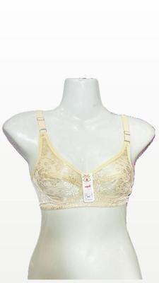 Beige Cotton Non-Padded Bra with Floral Print - Image 5