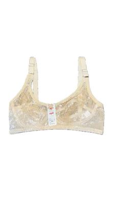 Beige Cotton Non-Padded Bra with Floral Print - Image 2