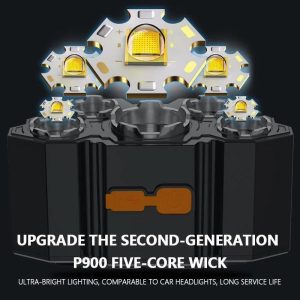 5 LED Headlamp Rechargeable Powerful Head Lamp with Built-in Battery Outdoor Camping Headlight Head Flashlight Head Light