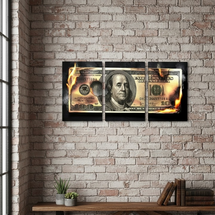 Dollar Wooden Sticky Wall Art 3 Piece Modern Decorative Frame Set, 8x11 inch Each, Wooden Sticky Frame with Easy Wall Mount Sticky Tape - Image 3