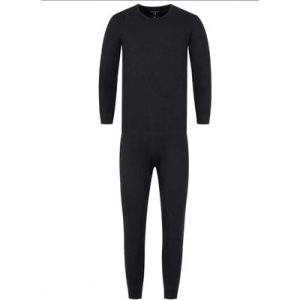 Men Wool Thermal Suit Black M L