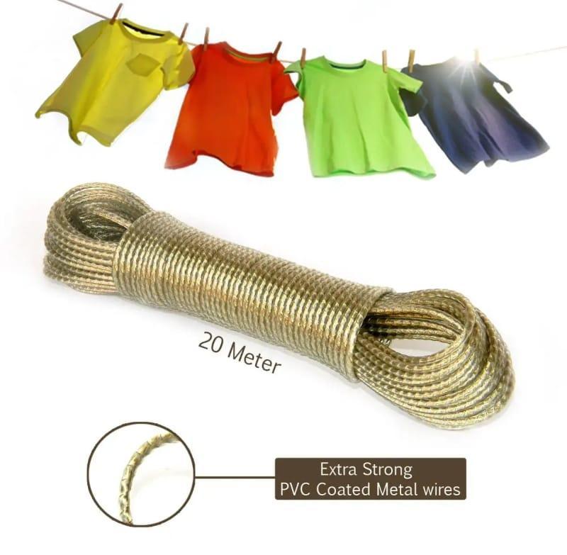 20M PVC Coated Metal Laundry Rope with Tensioner Strong Outdoor Clothesline Wire (Random Color) - Image 4