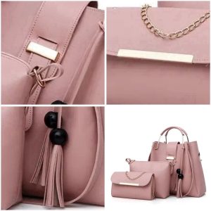 Elegant 3-Piece Womens Handbag Set  Black Shoulder Bag, Crossbody & Clutch Purse