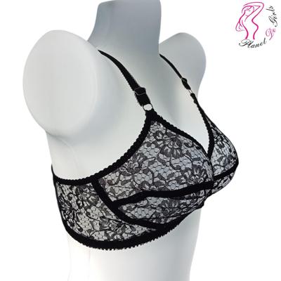 Black Lace Bra for Women – Adjustable Straps & Breathable Net Fabric - Image 4