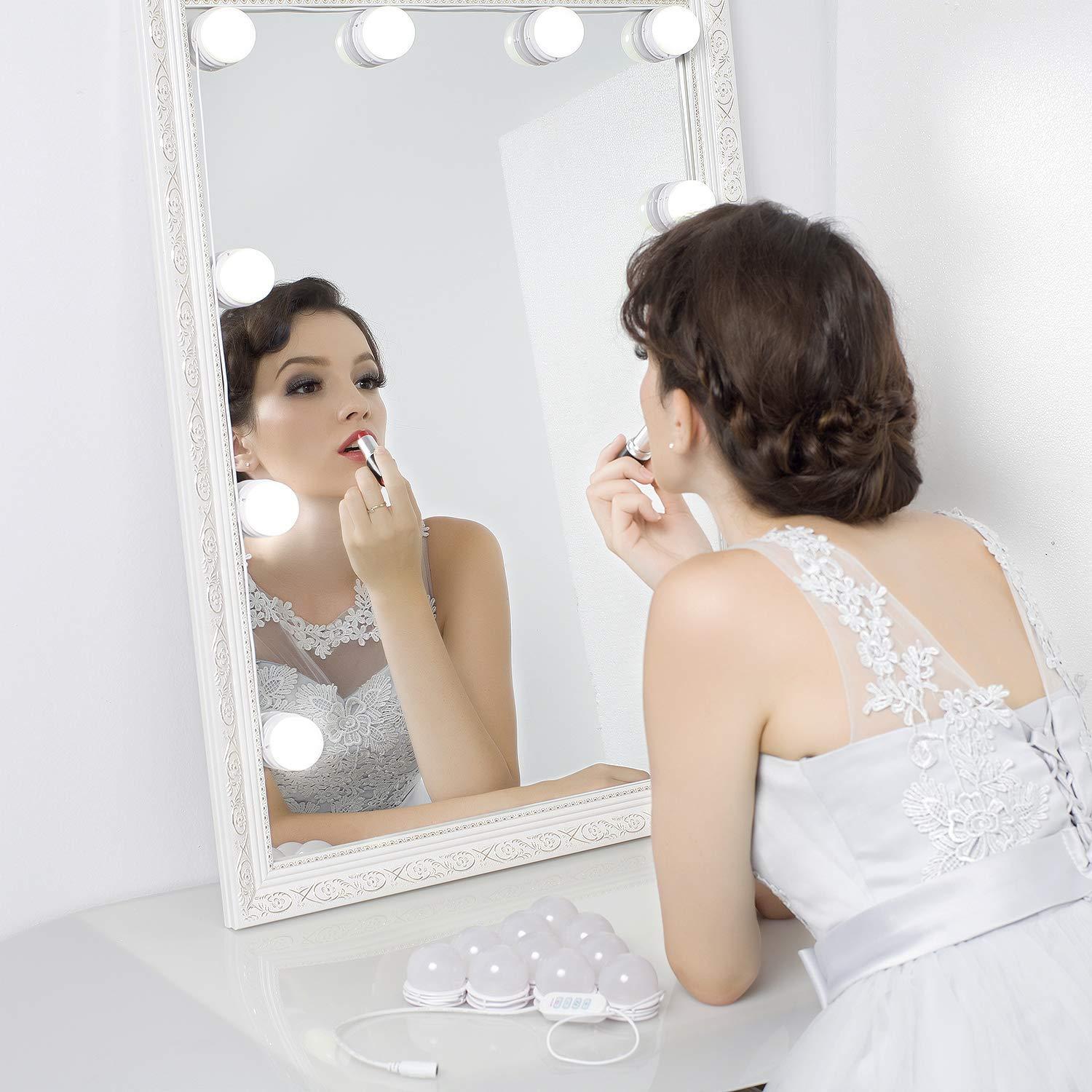 Vanity Mirror Lights - USB Vanity Lights Makeup Lighting 10 Dimmable Light Bulbs - Hollywood Style LED Vanity Mirror Lights Kit for Makeup - Table Bathroom Dressing Room - Image 3