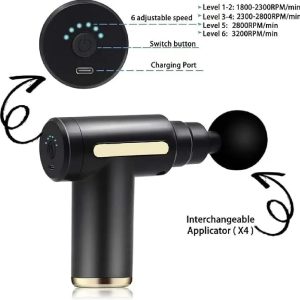 Powerful Deep Tissue Massage Gun Multiple Attachments & Adjustable Speed