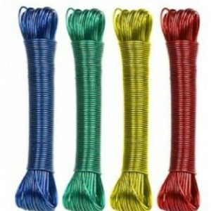 20M PVC Coated Metal Laundry Rope with Tensioner  Strong Outdoor Clothesline Wire (Random Color)