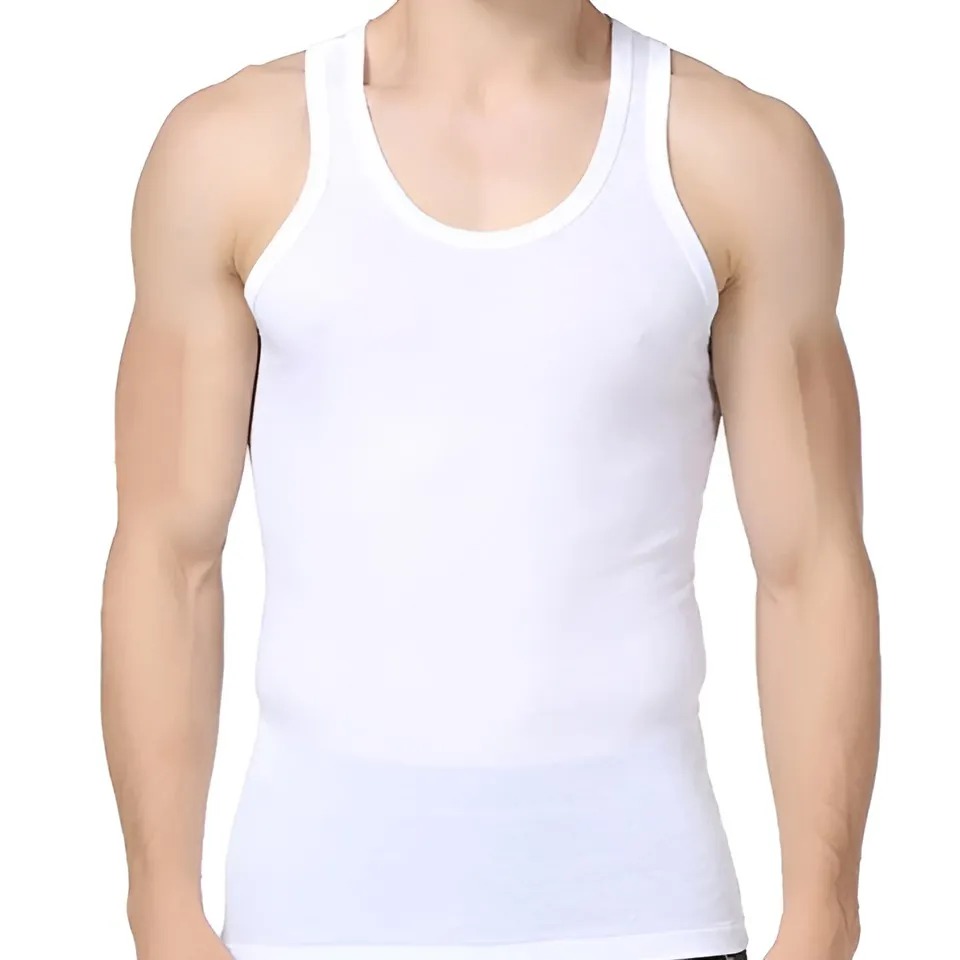 Pack of 3 White Men's Vest (Banyan) Soft Cotton Sleeveless Undershirt for Daily Wear - Image 2