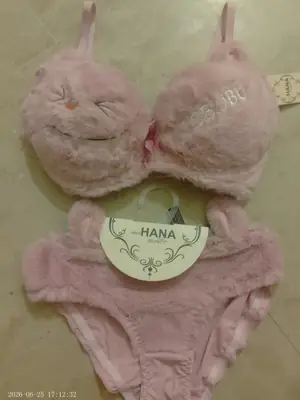 Fluffy Cute Fur Style Double Padded Bra with Panty – 1 Set - Image 5