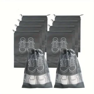 Pack of 01 - Shoe Bag for Travel & Home Storage Dustproof Printed Shoe Organizer Pouch in Random Gray Lightweight, Breathable, and Reusable Shoe Cover for Luggage, Closet, or Gym Use - Grey Color